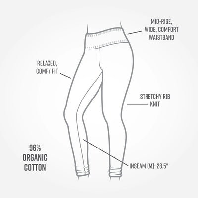 Maggie's Organics - Women's Cotton Ribbed Ankle Leggings - Black