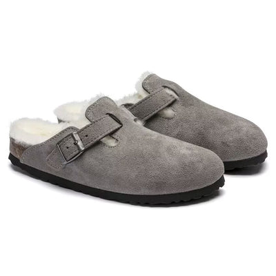 Birkenstock - Boston Shearling - Stone Coin Suede Leather