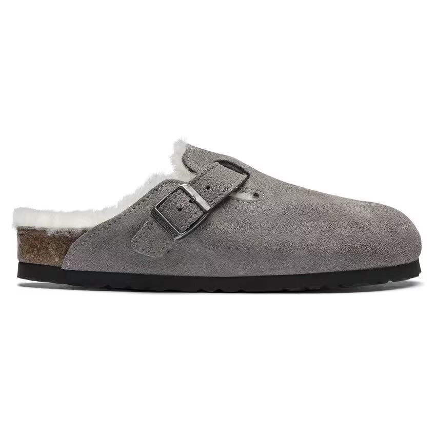 Birkenstock - Boston Shearling - Stone Coin Suede Leather