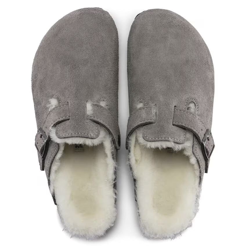 Birkenstock - Boston Shearling - Stone Coin Suede Leather