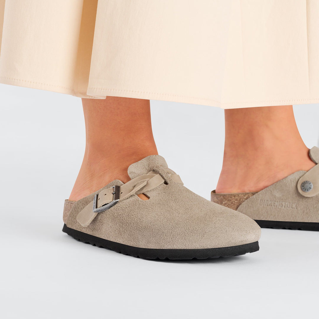 Birkenstock - Boston Braid - Taupe Suede Leather