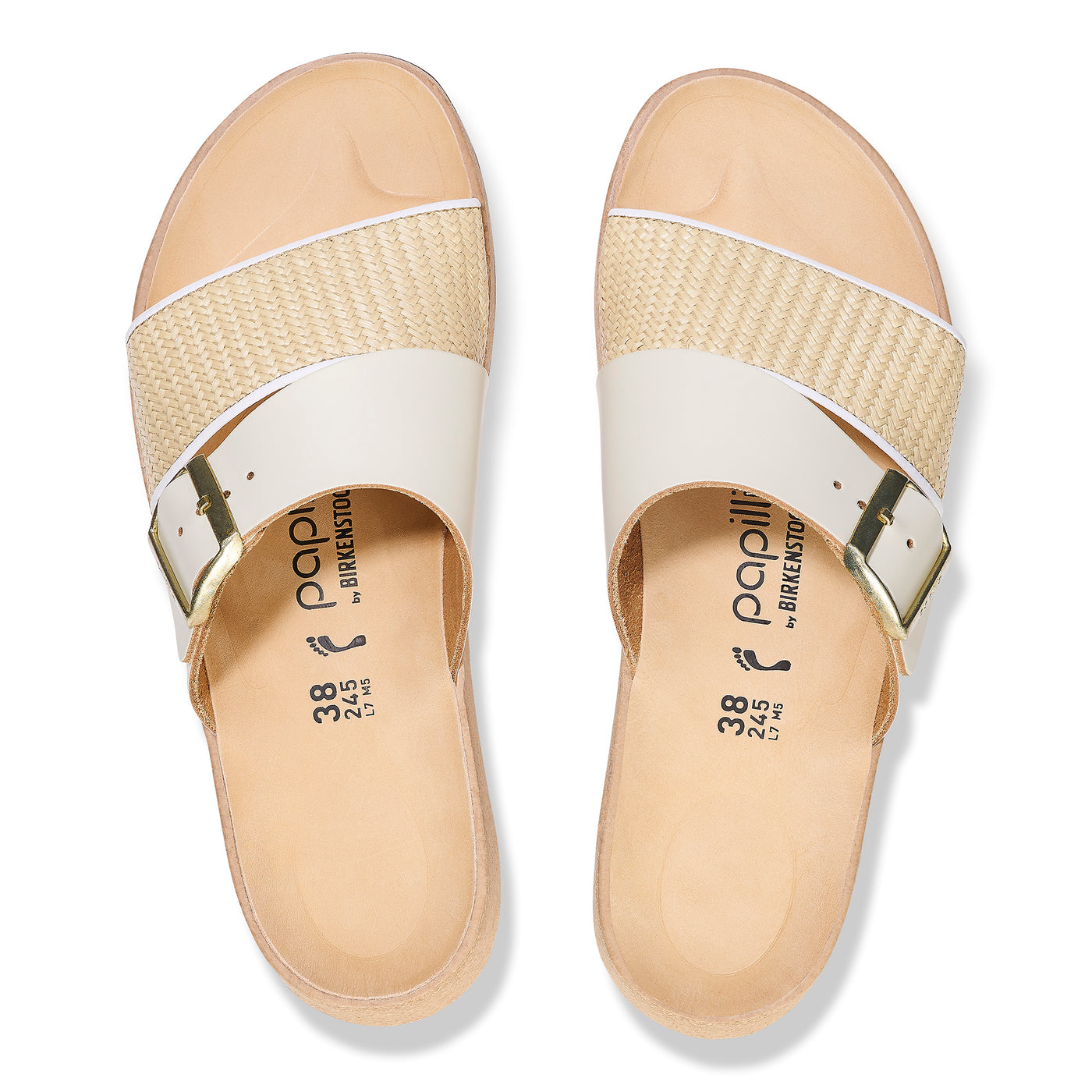 Birkenstock Papillio - Almina - Natural / White Leather and Raffia