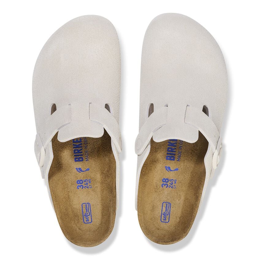 Birkenstock - Boston Soft - Antique white  Suede Leather