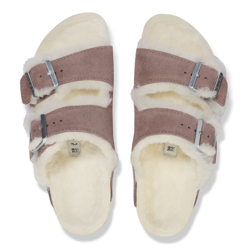 Birkenstock - Arizona Shearling - Faded Purple Suede Leather