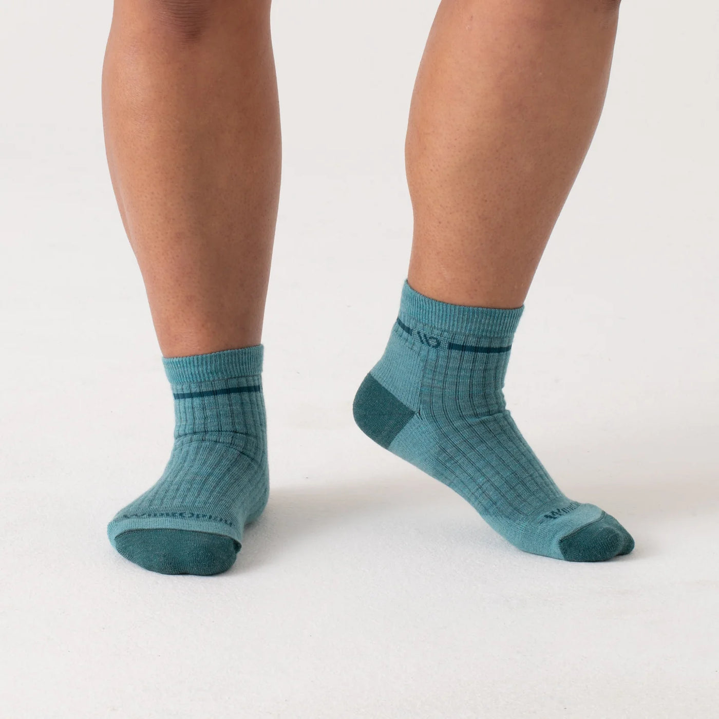 Wide Open - Women's Solid Cushioned 1/4 Height Socks- Teal