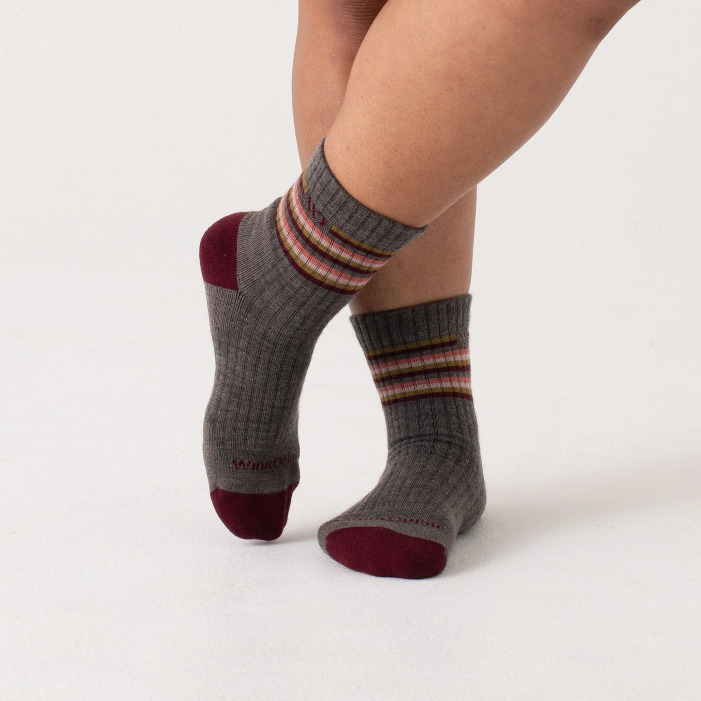 Wide Open - Women's Solid Cushioned Micro Crew Socks- Taupe