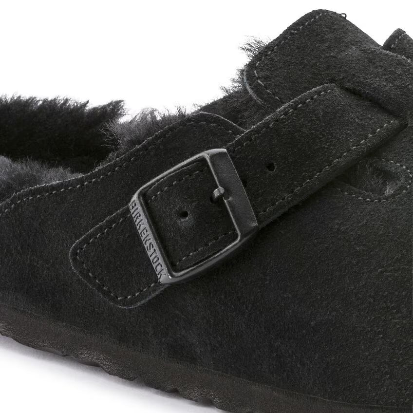 Birkenstock - Boston Shearling - Black Suede Leather