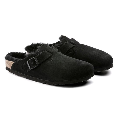 Birkenstock - Boston Shearling - Black Suede Leather