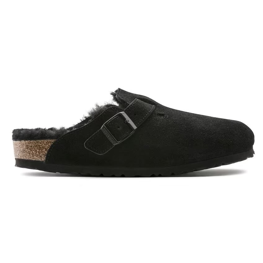 Birkenstock - Boston Shearling - Black Suede Leather