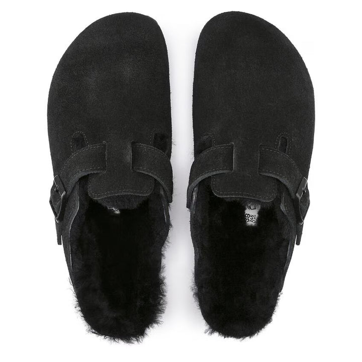 Birkenstock - Boston Shearling - Black Suede Leather