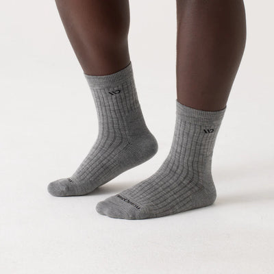 Wide Open - Men's Solid Cushioned Micro Crew Socks- Light Grey