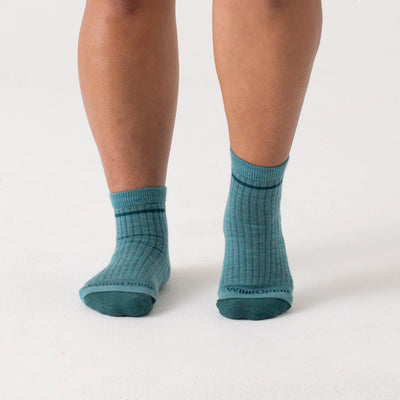 Wide Open - Women's Solid Cushioned 1/4 Height Socks- Teal