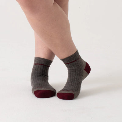 Wide Open - Women's Single Stripe Cushioned 1/4 Height Socks - Taupe