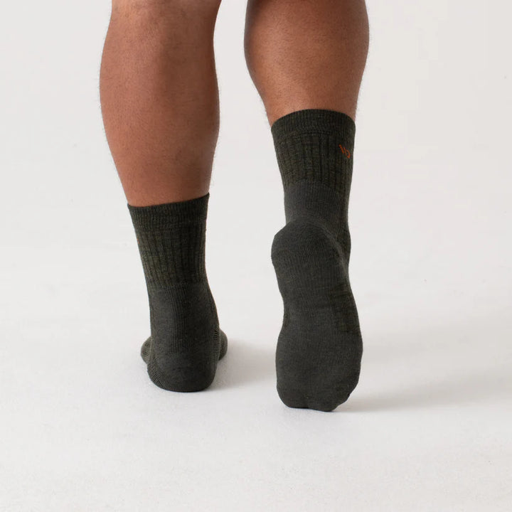 Wide Open - Men's Solid Cushioned Micro Crew Socks- Forest