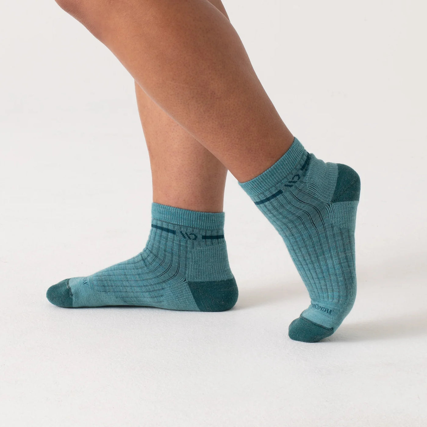 Wide Open - Women's Solid Cushioned 1/4 Height Socks- Teal