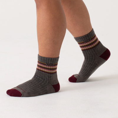 Wide Open - Women's Solid Cushioned Micro Crew Socks- Taupe