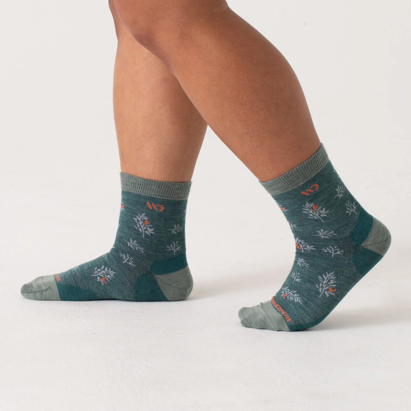 Wide Open - Women's Foliage Lightweight Micro Crew Socks- Teal