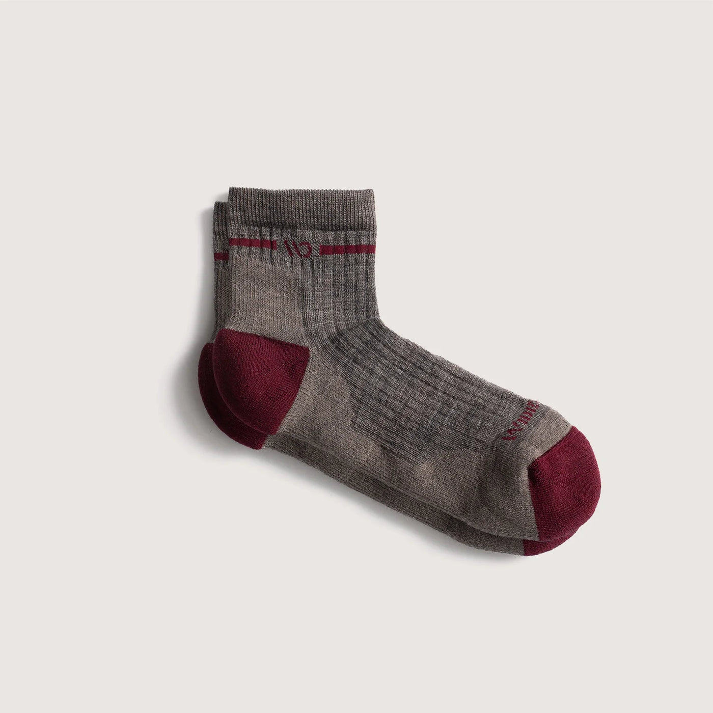 Wide Open - Women's Single Stripe Cushioned 1/4 Height Socks - Taupe