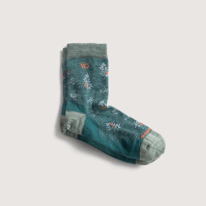 Wide Open - Women's Foliage Lightweight Micro Crew Socks- Teal