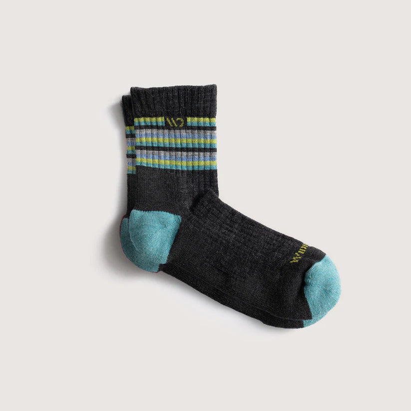 Wide Open - Women's Solid Cushioned Micro Crew Socks- Charcoal