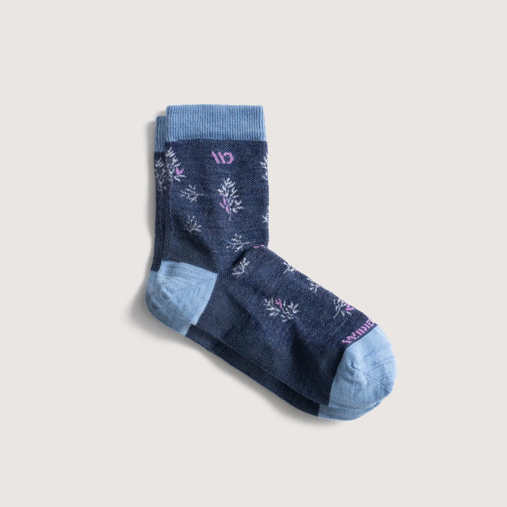 Wide Open - Women's Foliage Lightweight Micro Crew Socks- Denim