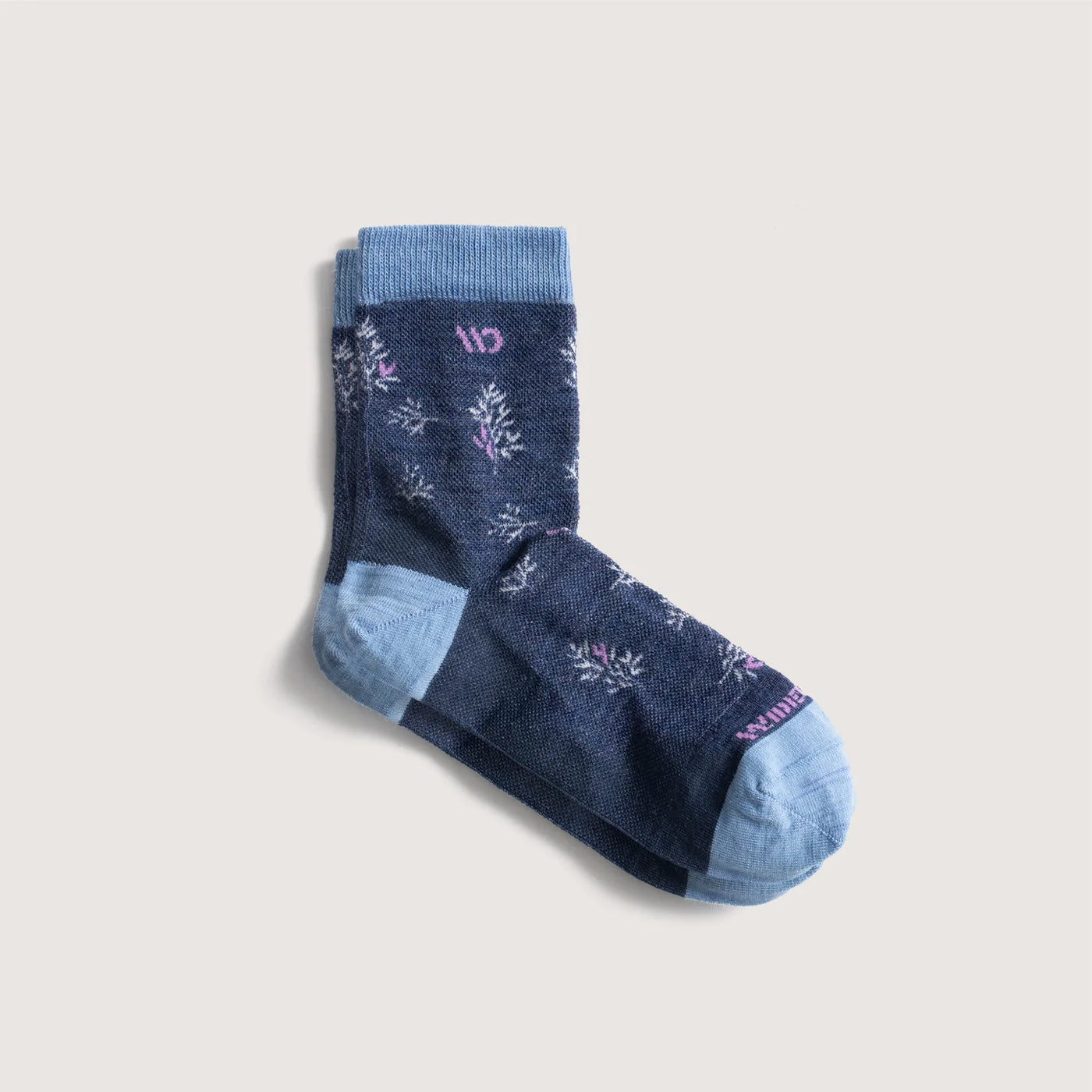 Wide Open - Women's Foliage Lightweight Micro Crew Socks- Denim