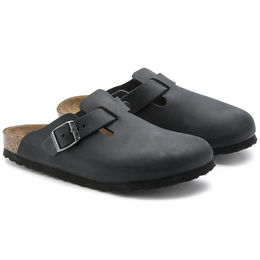 Birkenstock - Boston - Black Oiled Leather – Fourth Ave Birkenstock