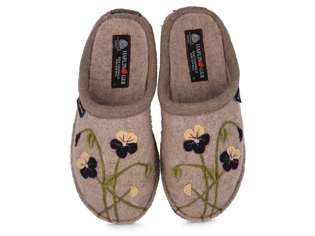 Haflinger - Classic Slipper - Flair Viola Beige Wool