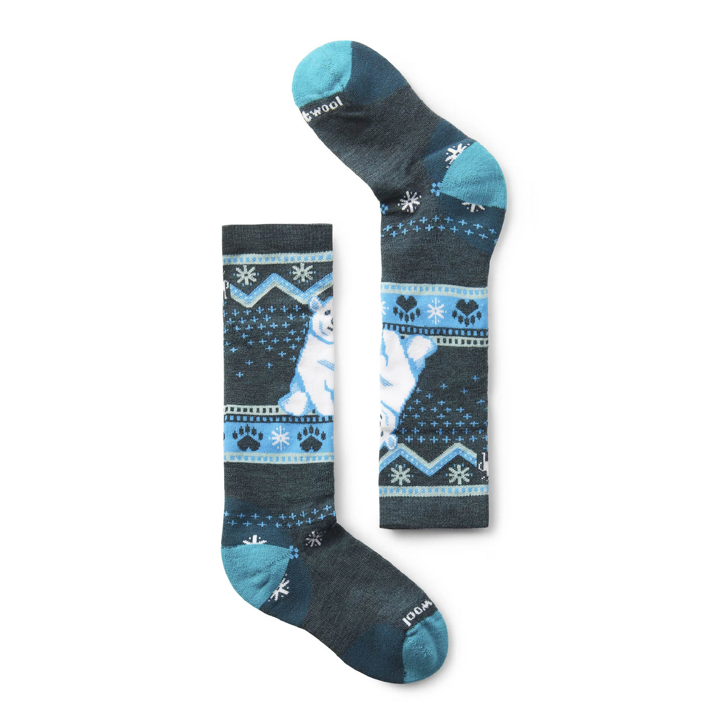 Smartwool -  Kids' Wintersport Polar Bear Pattern Over the Calf Socks - Twilight Blue