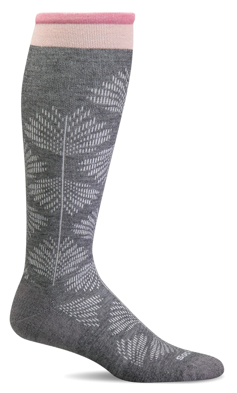 Sockwell - Women's Full Floral Moderate Graduated Compression Socks Wide Calf Fit - Charcoal