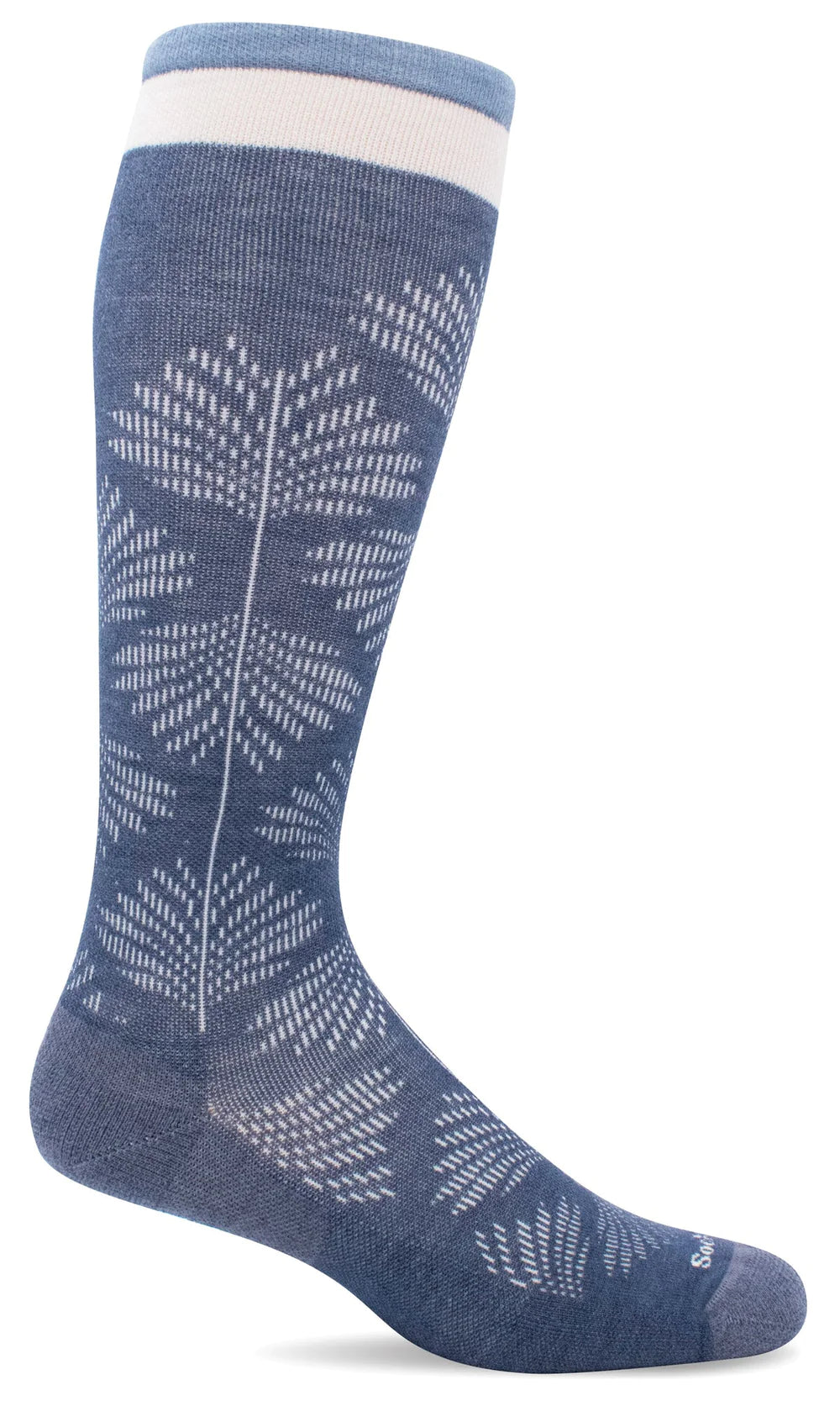 Sockwell - Women's Full Floral Moderate Graduated Compression Socks Wide Calf Fit - Denim