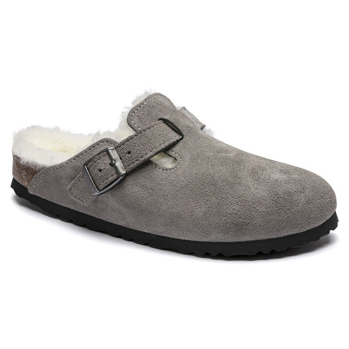 Birkenstock - Boston Shearling - Stone Coin Suede Leather