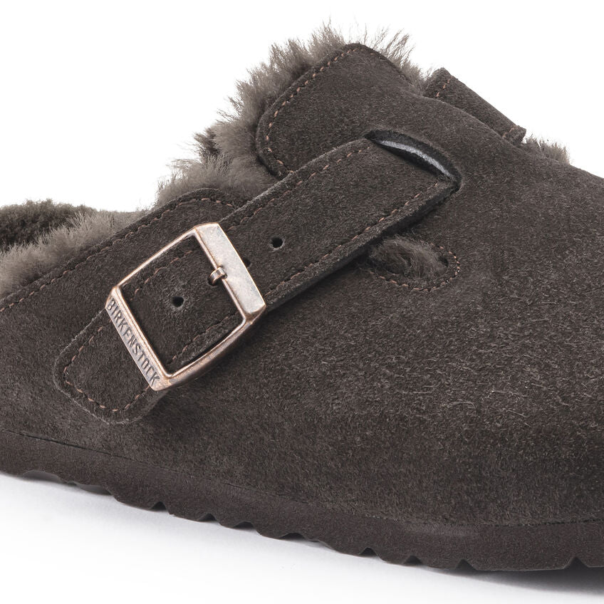 Birkenstock - Boston Shearling - Mocha Suede Leather