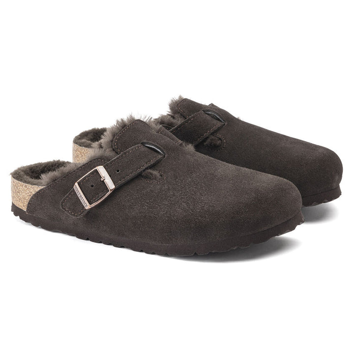 Birkenstock - Boston Shearling - Mocha Suede Leather