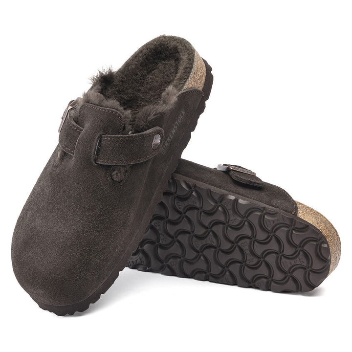 Birkenstock - Boston Shearling - Mocha Suede Leather