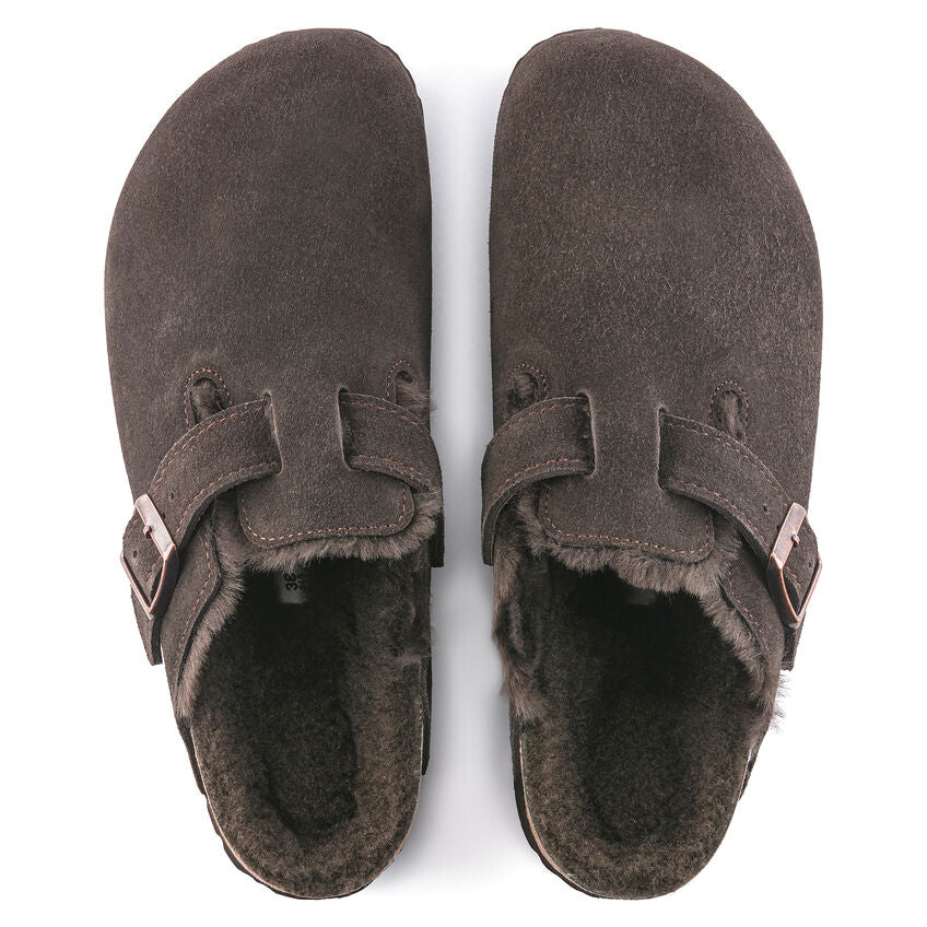 Birkenstock - Boston Shearling - Mocha Suede Leather