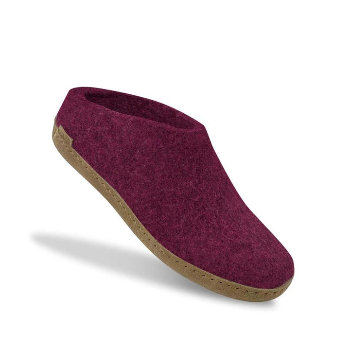 Glerups - Slip On With Leather Sole  - Cranberry Wool