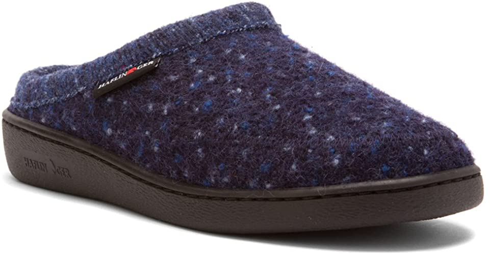 Haflinger - AT Classic Hard Sole Slipper - Navy Speckle Wool