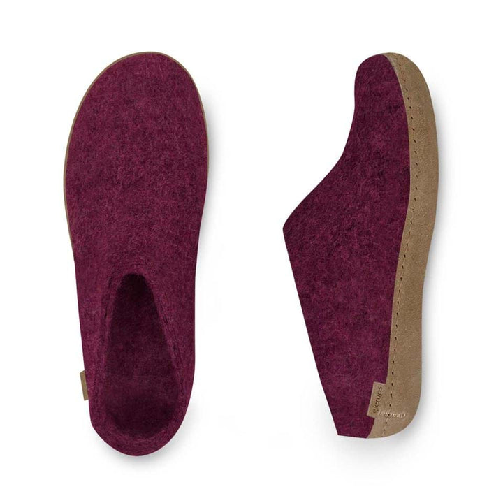 Glerups - Slip On With Leather Sole  - Cranberry Wool